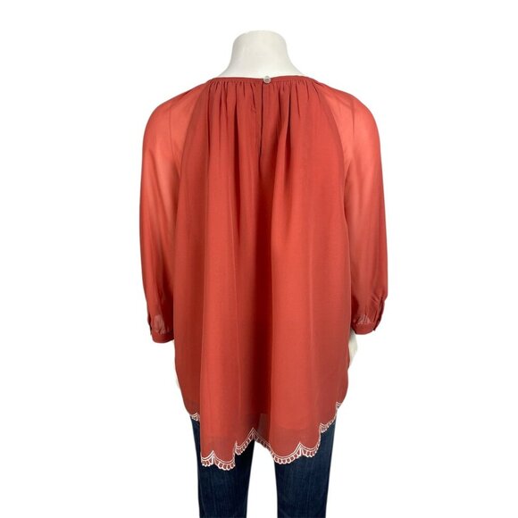 Soft Surroundings Sunrise Canyon Bella Top Petite XL PXL New Embroidered Orange - Picture 3 of 5